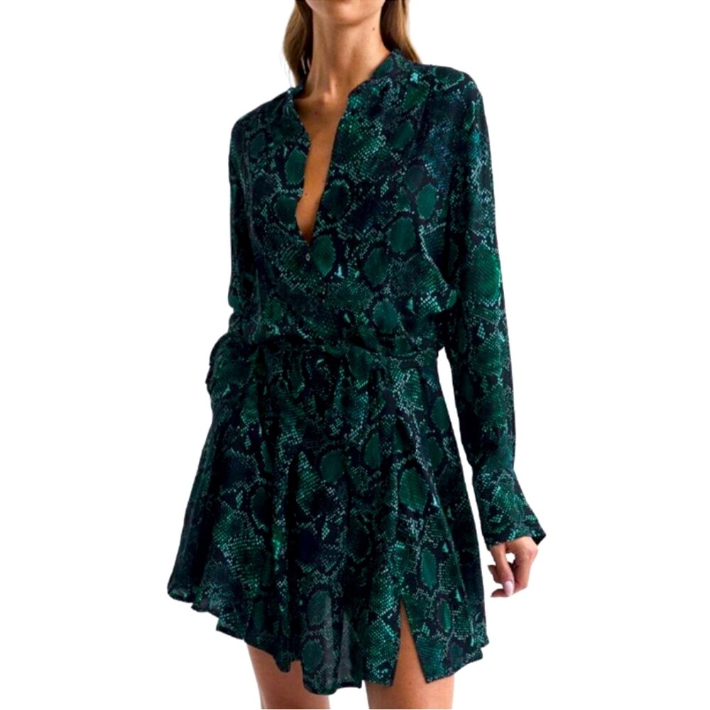 Reiss Green and Black Mini Dress